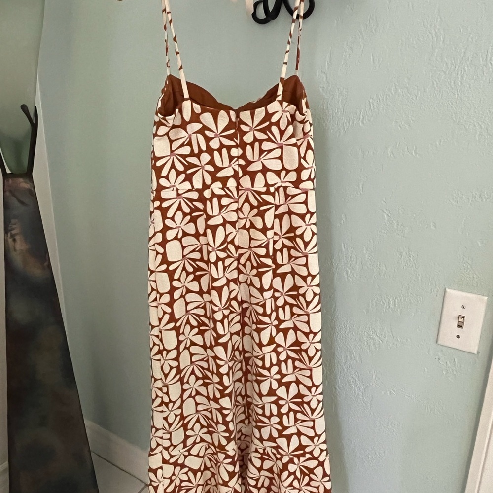 Hutch Anthropologie Floral print form fitting Midi Dress brown and cream - Picture 8 of 14